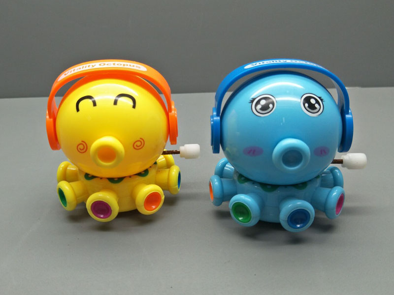 Q版地盤(pán)旋轉上鏈小章魚(yú)玩具