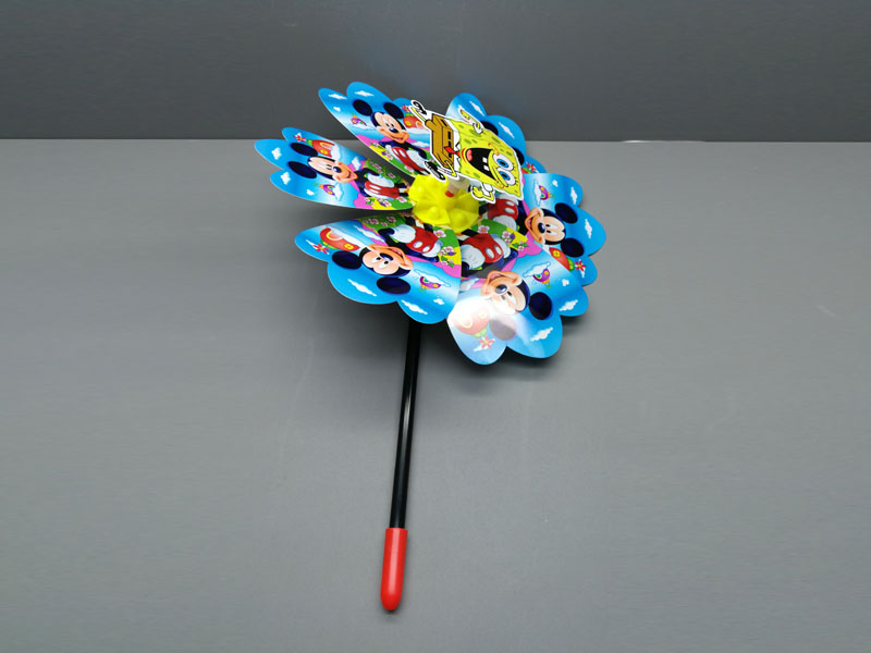 傳統玩具笑臉迪樂(lè )園動(dòng)漫卡通立體風(fēng)車(chē)戶(hù)外玩具卡通圖案旋轉風(fēng)車(chē)